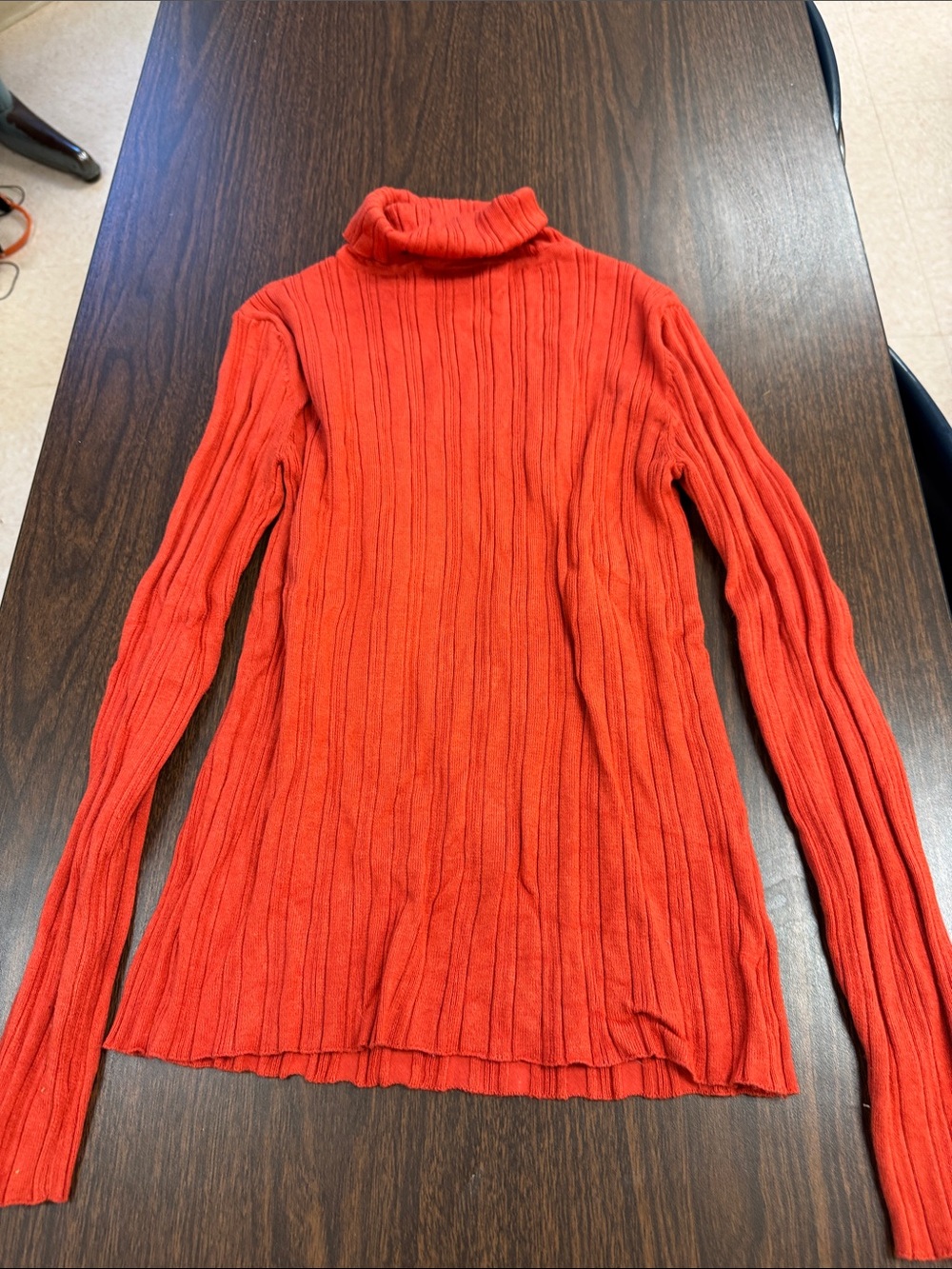 Women's Ribbed Cowl Neck Sweater - Vibrant Orange - Picture 3 of 3